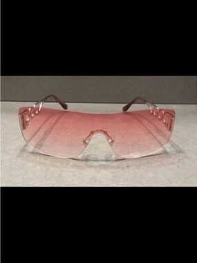 Pink Rimless Shield Sunglasses